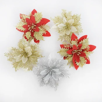 5pcs Xmas Copac Floare Decor 14cm Artificiale Capete de Flori de Nunta de Crăciun Faux Flori Decoratiuni