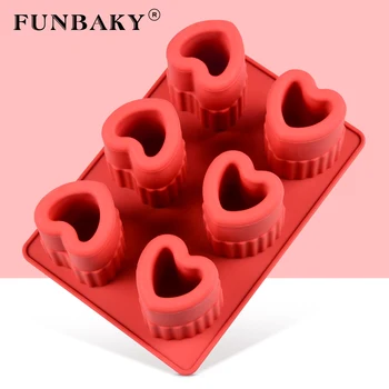 FUNBAKY 6 Cavitatea 3D in Forma de Inima Mare Silicon Cub de Gheață Filtru de Gheață Mucegai Tava de Mucegai pentru DIY Face Congelate
