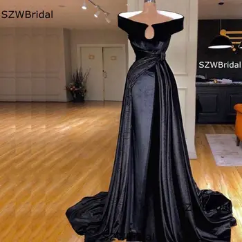 New Sosire Catifea cu O Linie de rochii de seara pentru femei partid Abendkleider 2021 Negru absolvire robe rochie Formala rochii de Seara