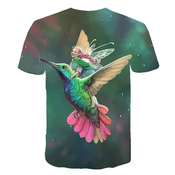De Vară 2020 Desene animate Pasăre T shirt de Imprimare Copii tricou cu Guler Rotund 3D Băiat și Fete Haine Fluture Copii t-shirt pentru copii de Top