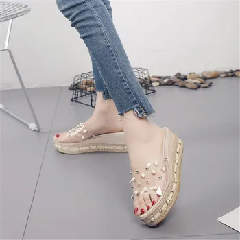 Femei Sandale Pantofi de Vara pentru Femei Papuci Stras Pene Flip Flops Moda Clip Toe Plaja de Pantofi Pentru Femei