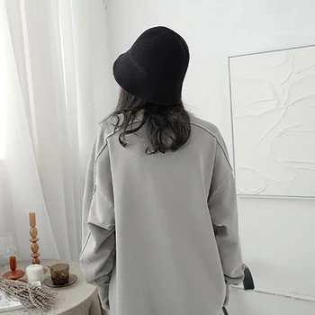 [MEM] Vrac se Potrivi negru Gri Scurtă de Agrement Tricoul Noi Gât Rotund Maneca Lunga Femei de Moda, Valul de Primavara Toamna anului 2021 1DD2974