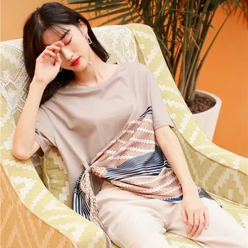 GALCAUR Neregulate tricouri Femei O-Gat Maneci Scurte Mozaic Lovit de Culoare Asimetric Topuri de Vara pentru Femeie 2020 Valul de Moda