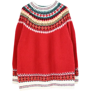 Toamna Iarna pentru Femei Pulover coreea Style Retro Rotund Gat pulover Pulover Nou Liber Casual Femei Pulovere LL299