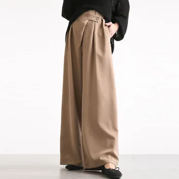 Doamne De Birou Largă Picioare Pantaloni De Vară 2020 Elegant Culoare Solidă Glezna-Lungime Coreean Simplu Femei Casual De Înaltă Talie Pantaloni Lungi