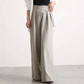Doamne De Birou Largă Picioare Pantaloni De Vară 2020 Elegant Culoare Solidă Glezna-Lungime Coreean Simplu Femei Casual De Înaltă Talie Pantaloni Lungi