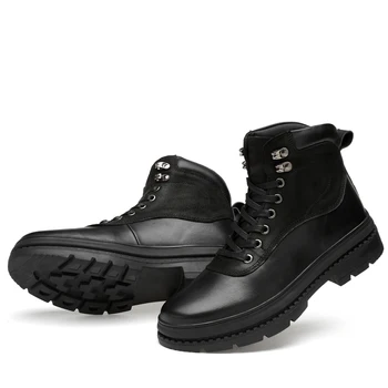 Oamenii Glezna Cizme Negre Pantofi Adidași Plus Dimensiune 47 Grosime Talpă Motocicleta Cizme Din Piele Cizme Martin Dimensiune Mare Om