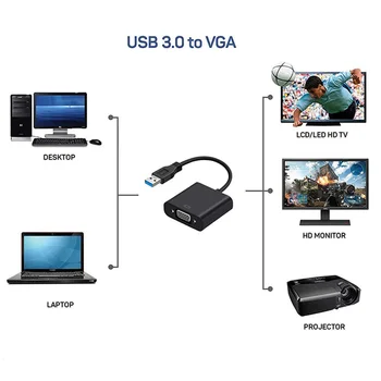 Antoksky USB 3.0 la VGA Adaptor Extern placa Video Multi Display Converter pentru a Câștiga 7/8/10 Desktop, Laptop, PC, Monitor, Proiector