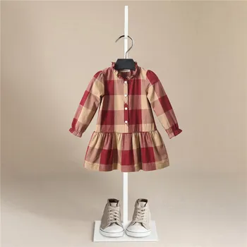 Copilul Fete Dress zăbrele din Bumbac cu Maneca Lunga-Rochie de Printesa pentru Copii Haine pentru Copii Rochii Pentru copii de Craciun fetita haine