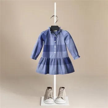 Copilul Fete Dress zăbrele din Bumbac cu Maneca Lunga-Rochie de Printesa pentru Copii Haine pentru Copii Rochii Pentru copii de Craciun fetita haine