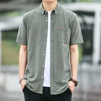 Vara tricou Barbati maneca scurta versiunea coreeană a tendinței dungi loose maneca scurta tricou casual simplu pătrat guler camasa