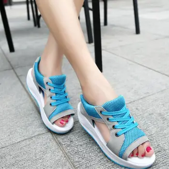 Koovan Femei Sandale de Vară 2020 se Agită Fund Gros Sandale pentru Femei Tort Dantela Sandale Plaja Elevii Pantofi 43