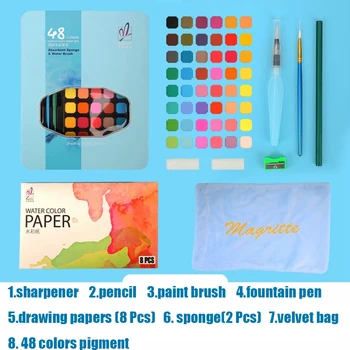48 Culori Profesionale Solide Vopsea Acuarelă Set 63 Buc Seturi De Artă Cu Pensula Pictura În Culori De Apă Pigment De Artă