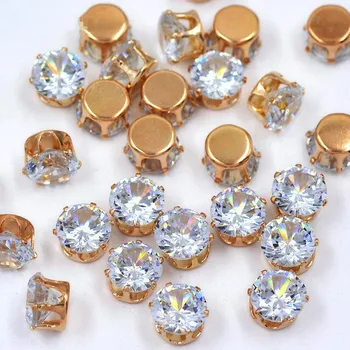 6Mm 8Mm 100buc Cusut Clar Cristale de Zircon Gheara Pietre de Mireasa Rafinat Diamant Aplicatii de Pietre Flatback Strass Pentru Rochie