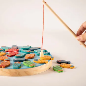 2020 Nou Magnetice din Lemn de Pescuit Joc Jucărie pentru Copii mici Alfabet Pește de Capturare Numărare Jocuri de societate Jucarii pentru copii pentru copii