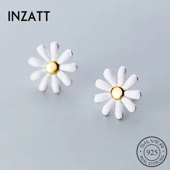 INZATT Real Argint 925 Email Floare Cercei Stud Pentru Femei de Moda Drăguț Bijuterii Fine Minimalist 2019 Accesorii Cadou