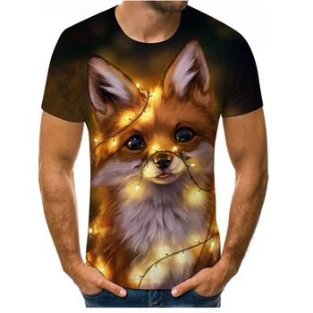 Wolf 3D de imprimare de moda T-shirt pentru bărbați lup hip-hop street haine largi si confortabile tesatura de O-gât diverse vulpea și lupul bărbați
