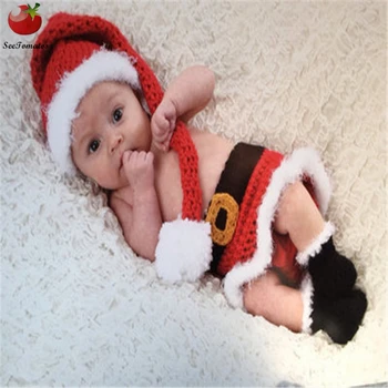 Copilul de fotografiere elemente de recuzită drăguț fierbinte handmade lână tricot Moș Crăciun nou studio foto copil de Crăciun camera de accesorii de îmbrăcăminte