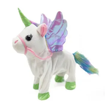 Unicorn Drăguț Papusa Lesa Cal Zburător Poate Merge Poate Cânta Păpuși De Pluș Pentru Electric Unicorn De Pluș Jucărie Cadou De Ziua Copilului