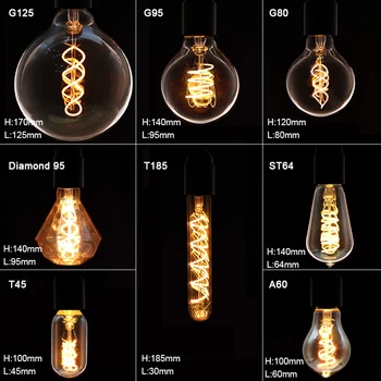 Retro CONDUS Spirală de Filament Bec 4W E27 A60 T45 ST64 T185 G80 G95 G125 Retro Vintage Lampă de Iluminat Decorative Edison Lampa