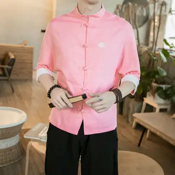 2019 stil Chinezesc tricou vânt lenjerie de pat din bumbac primavara toamna broderie tang costum cu maneci scurte material de lenjerie tava butonul de haine