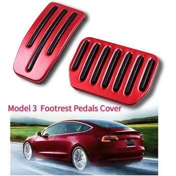 2 BUC Auto din Aliaj de Aluminiu pentru Picioare, Pedale de Acoperire pentru Tesla Model 3 Anti-Alunecare de Accelerație, de Frână Pedala de Picior (Roșu)