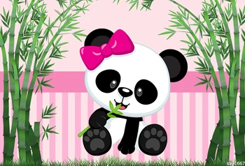 Fotografie Fundal copil nou-născut de autobuz de Fundal bambus Panda Baby shower Party Banner Decorare Poster ziua Fundal