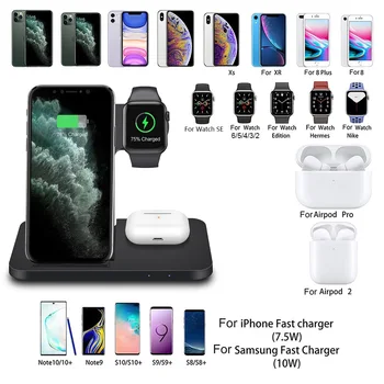 3 în 1 Qi Wireless Charger Dock Pentru iPhone 12 11 XS XR X 8 Apple Watch 6 5 4 3 2 AirPods Pro 15W Rapid de Încărcare pentru Samsung S20 S10