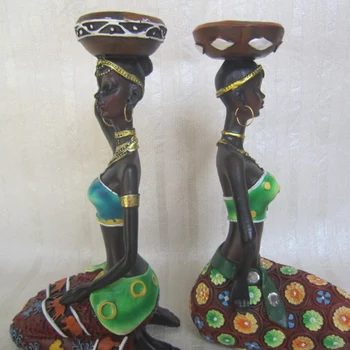 1Pair Decor Acasă de Femei din Africa de Rășină Statuie Sfeșnic Ambarcațiuni Statuie Cina Cadou de Nunta Decor Acasă Sculptura Cadou