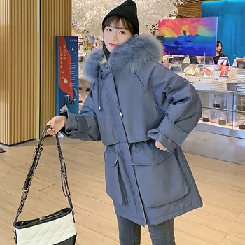 UHYTGF de Iarnă în jos jacheta cald paltoane femei coreene Gros student strat de bumbac parker femei guler de blană cu glugă plus dimensiune sacou 1256