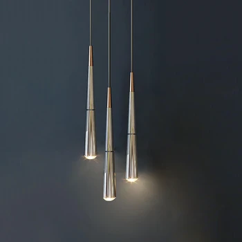 LED-uri Moderne Pandantiv Lampă Unică Con Lung Lucios Crom Buna Aluminiu Aviației sala de Mese Decor Acasă de iluminat