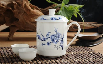 550ML, stil chinezesc, albastru și alb coțofană conceput, fine bone china chineză ceașcă de ceai, cana ceramica, cani din portelan alb