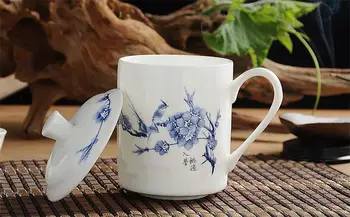 550ML, stil chinezesc, albastru și alb coțofană conceput, fine bone china chineză ceașcă de ceai, cana ceramica, cani din portelan alb