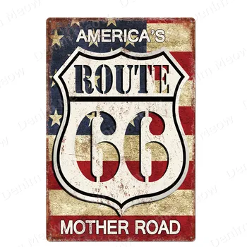Route 66 Placa America e Mama Drum Vintage din Metal Staniu Semne Bar Cafenea Acasă Decor în aer liber Traseului Istoric de Arta de Perete Poster N361
