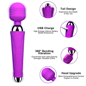 Puternice 20 de Viteze AV Vibratoare Clitoris Baghetă Magică Stimulator punct G Reîncărcabilă penisului Penis artificial Vibratoare jucarii Sexuale pentru Femei pentru Adulți