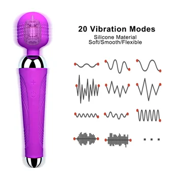 Puternice 20 de Viteze AV Vibratoare Clitoris Baghetă Magică Stimulator punct G Reîncărcabilă penisului Penis artificial Vibratoare jucarii Sexuale pentru Femei pentru Adulți