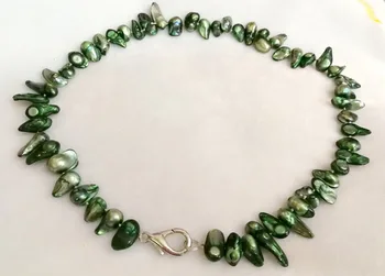 Femeie de bijuterii colier 8x18mm de culoare Verde Închis baroc șirag de mărgele Naturale SOUTH SEA SHELL COLIER de PERLE Cadou de 17