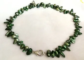 Femeie de bijuterii colier 8x18mm de culoare Verde Închis baroc șirag de mărgele Naturale SOUTH SEA SHELL COLIER de PERLE Cadou de 17