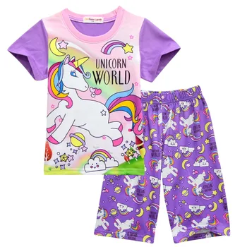 Pijama Pentru Fete Unicorn Lume Pijamale Copii Curcubeu Unicornio Sirena Pijamale Copii Vara Homewear Îmbrăcăminte Set