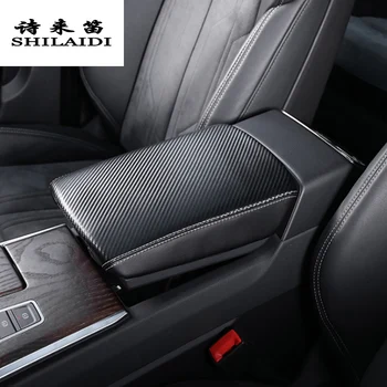 Styling auto din fibra de Carbon din piele Pentru Audi A6 C8 Arimare Ordonare Cotiera cutie proteja autocolant capac Ornamental de Interior Accesorii Auto