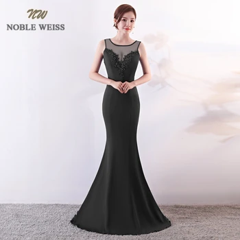 Rochii de bal 2019 negru/ivory sirena, aplicatii cu margele rochie de bal sexy vestidos de gala podea-lungime rochie de bal