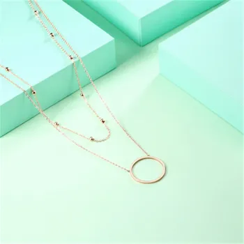 CIBO han ediție dublu mingea lanț colier moda oțel titan de asigurare a calității ms culoare contractat clavicula lanț de acces
