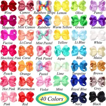 40 de Culori Copii de 4.5 Inch de tip Boutique, Fete de Păr Arcuri Clipuri Panglică PoP Arcuri Aligator Clipuri de Păr pentru Fete pentru Copii Mici