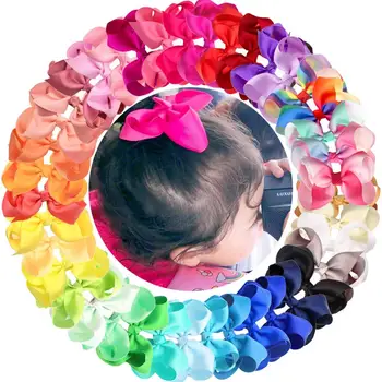 40 de Culori Copii de 4.5 Inch de tip Boutique, Fete de Păr Arcuri Clipuri Panglică PoP Arcuri Aligator Clipuri de Păr pentru Fete pentru Copii Mici