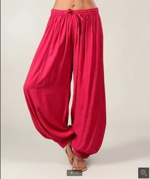 Femeile Dans Pantaloni Elastic Talie Mare Largi de Bumbac Harem Pantaloni Plus Dimensiune S-5XL