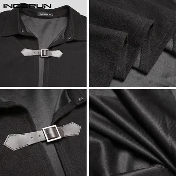 Oamenii Rever Mantie Straturi INCERUN Modă de Culoare Solidă Cape Șanț de Iarnă Faux Amestecuri de Paltoane Lungi scurte Stil Streetwear S-5XL 7