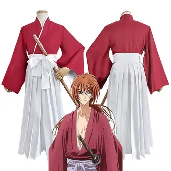Stil Japonez Anime Himura Kenshin Cosplay Costum Kimono Petrecere De Halloween Fancy Samurai Kendo Îmbrăcăminte De Top Set Curea Pantaloni