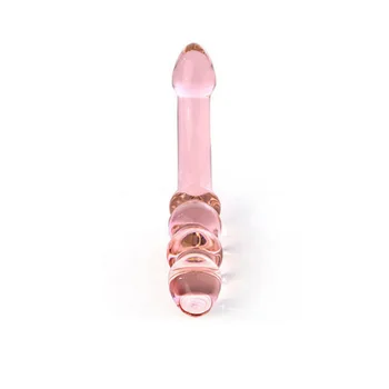 Sticla roz Dildo pentru Femei Vagin Anal, Dop de Fund Margele Ctystal Dublu Penisului Penis Penisul Jucarii Sexuale pentru Femei Bărbați Adulți Produs Magazin