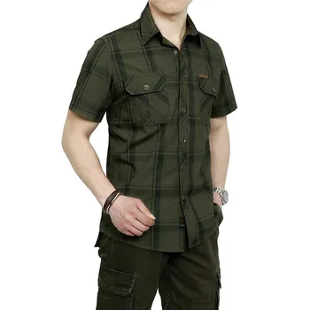 De vară pentru Bărbați Mâneci Scurte Tricou Vrac Casual de Bumbac Respirabil militarii de sex Masculin de Marfă Tricou Munca Camisa Masculina Plus Dimensiune