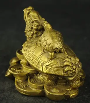 Vindecare Chineză Cupru Sculptură broasca Testoasa Dragon trimite comori Rare Statuie noroc Decoratiuni de Gradina reale Alama Bronz